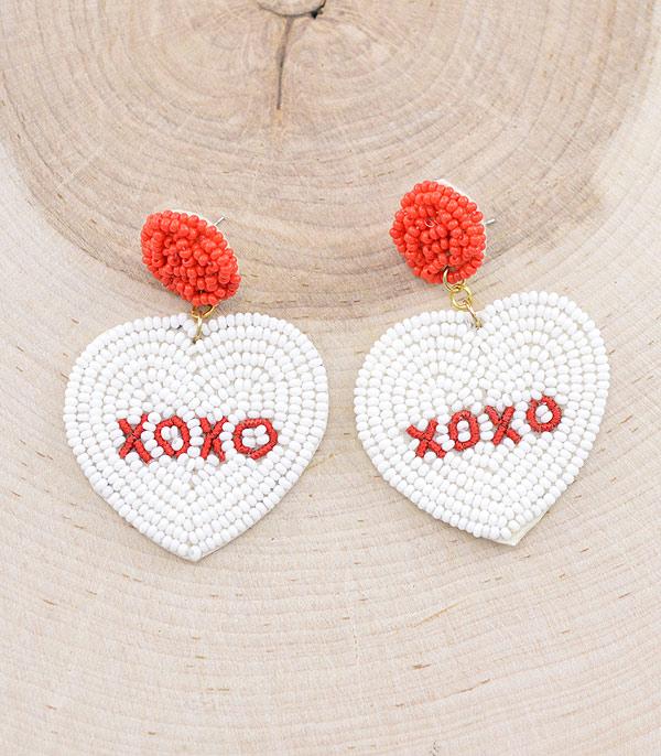 EARRINGS :: TRENDY EARRINGS :: Wholesale Seed Bead Valentines Heart Earrings