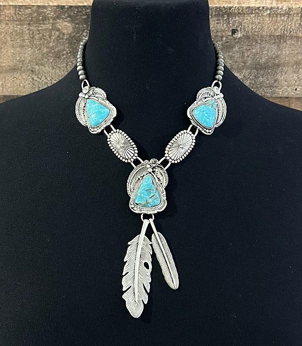 NECKLACES :: WESTERN TREND :: Wholesale Western Turquoise Feather Necklace