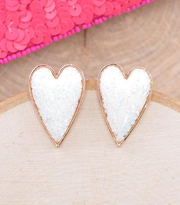 EARRINGS :: POST EARRINGS :: Wholesale Glitter Valentines Heart Earrings