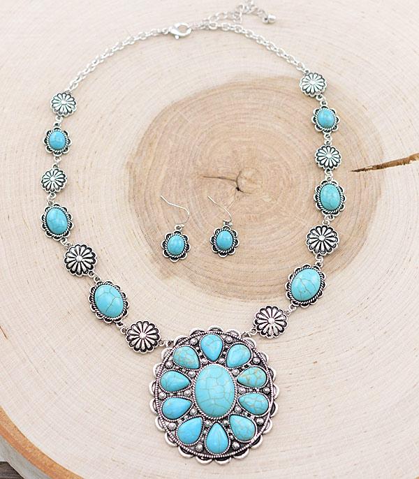 NECKLACES :: WESTERN TREND :: Wholesale Western Turquoise Concho Necklace Set