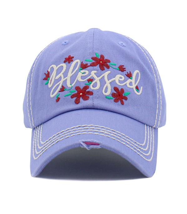 HATS I HAIR ACC :: BALLCAP :: Wholesale Blessed Embroidered Vintage Ballcap