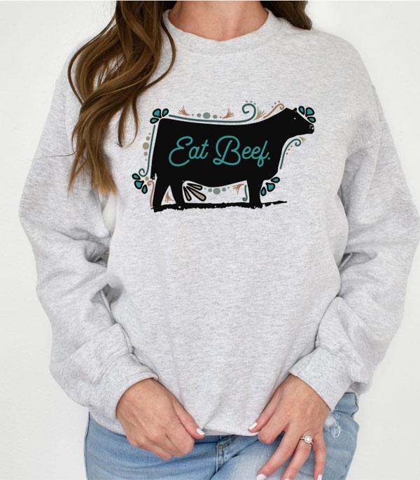 GRAPHIC TEES :: LONG SLEEVE :: Wholesale Eat Beef Vintage Sweatshirt