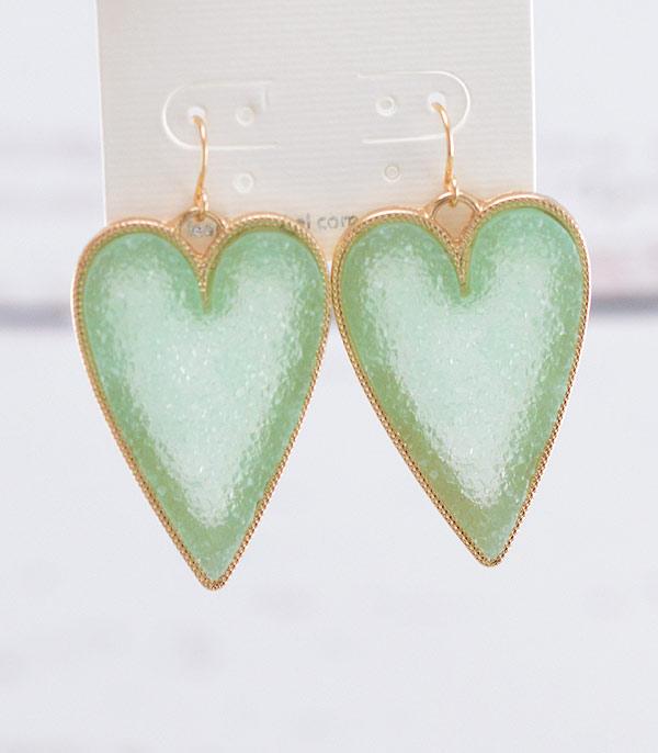 EARRINGS :: TRENDY EARRINGS :: Wholesale Druzy Heart Earrings