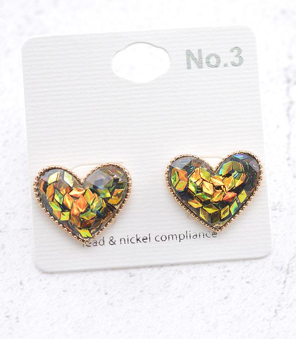 <font color=red>VALENTINE'S</font> :: Wholesale Confetti Valentines Heart Earrings
