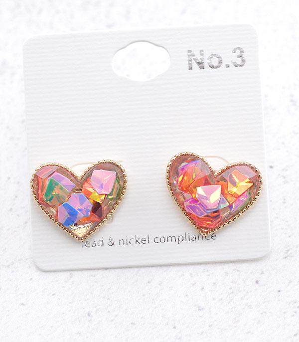 EARRINGS :: POST EARRINGS :: Wholesale Confetti Heart Earrings