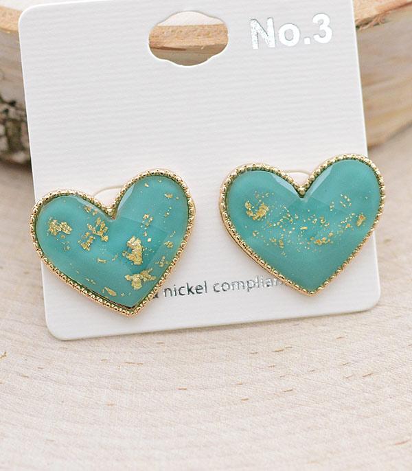 EARRINGS :: POST EARRINGS :: Wholesale Turquoise Heart Earrings