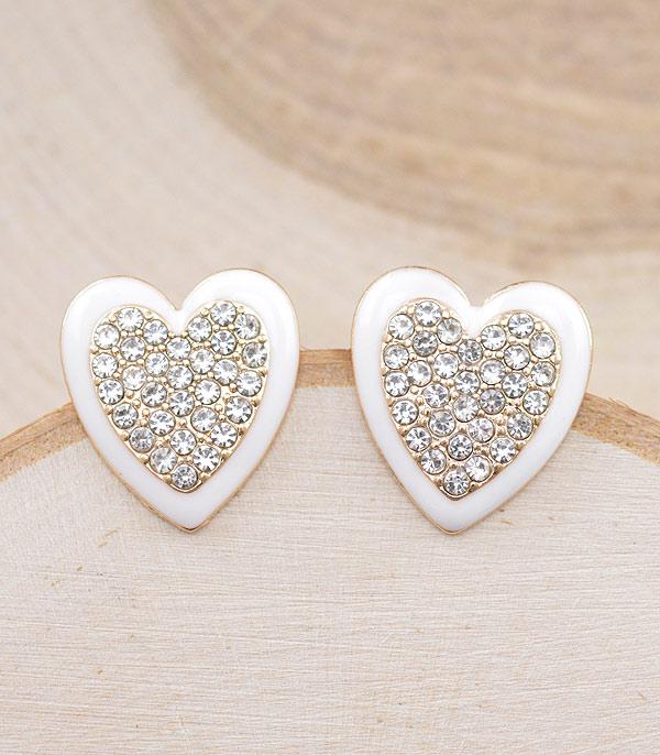 RHINESTONE I CUBIC ZIRCONIA :: Wholesale Rhinestone Heart Earrings