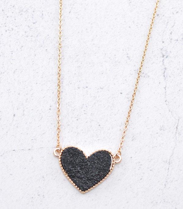 NECKLACES :: TRENDY :: Wholesale Druzy Heart Necklace