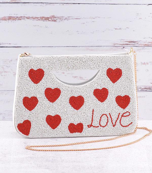 <font color=red>VALENTINE'S</font> :: Wholesale Seed Bead Valentines Heart Clutch Bag