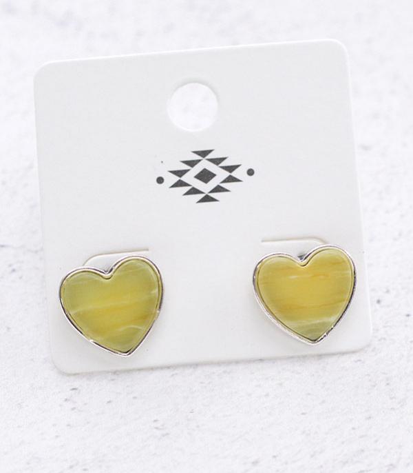 EARRINGS :: POST EARRINGS :: Wholesale Semi Stone Heart Stud Earrings
