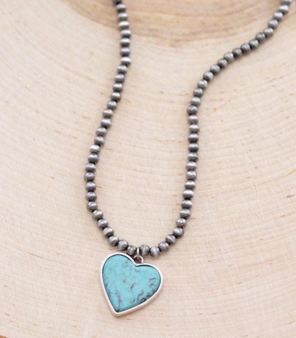 <font color=red>VALENTINE'S</font> :: Wholesale Western Turquoise Heart Pendant Necklace
