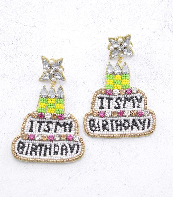 EARRINGS :: TRENDY EARRINGS :: Wholesale Birthday Cake Seed Bead Earrings
