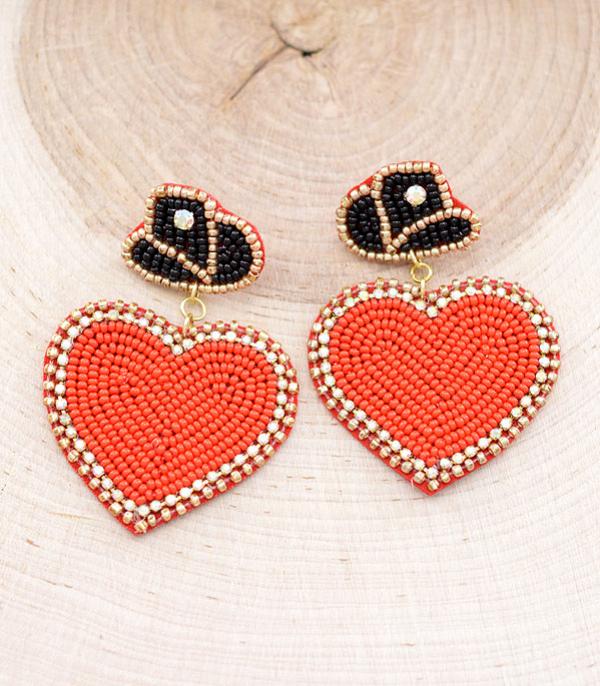 EARRINGS :: TRENDY EARRINGS :: Wholesale Seed Bead Heart Earrings