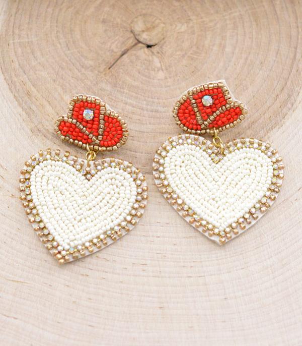 EARRINGS :: TRENDY EARRINGS :: Wholesale Seed Bead Western Heart Earrings