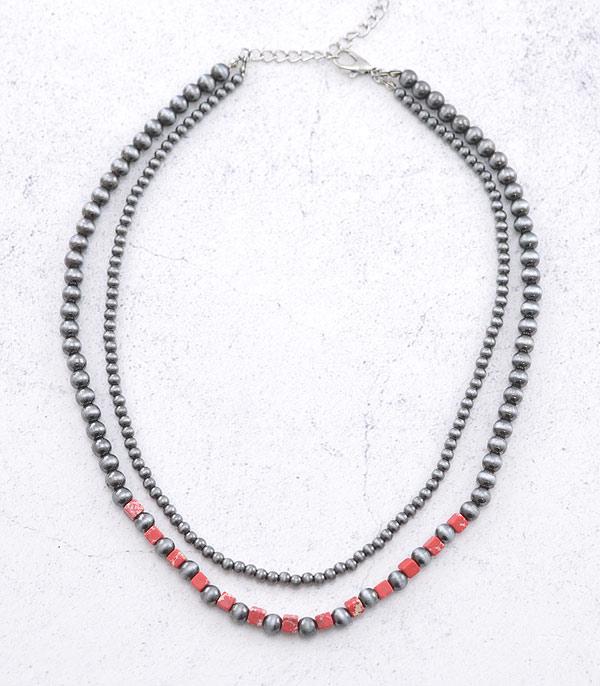 NECKLACES :: CHOKER | INSPIRATION :: Wholesale Western Navajo Bead Layered Necklace