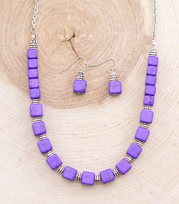 NECKLACES :: WESTERN TREND :: Wholesale Western Purple Semi Stone Necklace Set