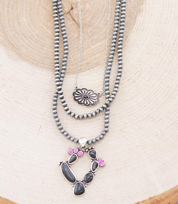 NECKLACES :: WESTERN TREND :: Wholesale Western Cactus Navajo Layered Necklace