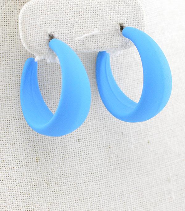 EARRINGS :: HOOP EARRINGS :: Wholesale Matte Solid Color Hoop Earrings