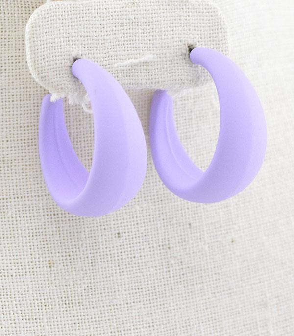 EARRINGS :: HOOP EARRINGS :: Wholesale Matte Solid Color Hoop Earrings
