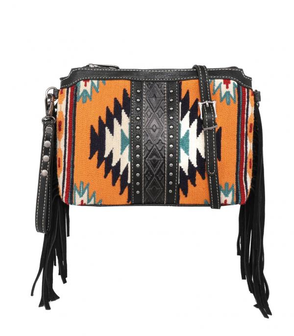 MONTANAWEST BAGS :: CROSSBODY BAGS :: Wholesale Montana West Aztec Fringe Crossbody Bag