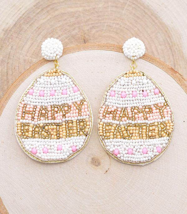 <font color=green>SPRING</font> :: Wholesale Seed Bead Happy Easter Earrings