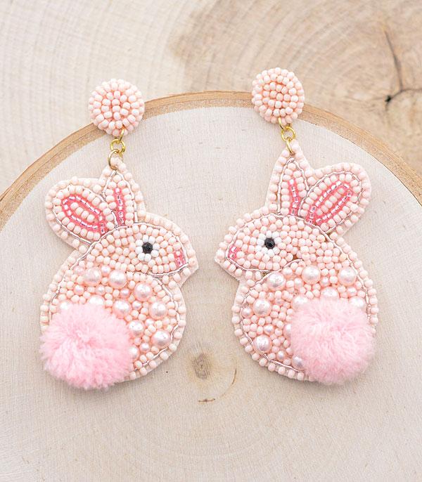 <font color=green>SPRING</font> :: Wholesale Seed Bead Easter Bunny Earrings