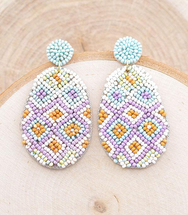 <font color=green>SPRING</font> :: Wholesale Seed Bead Easter Egg Earrings