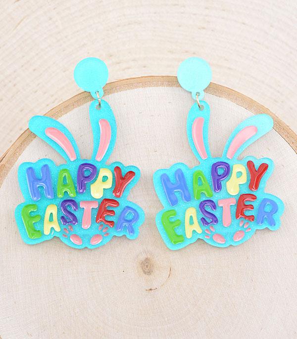 <font color=green>SPRING</font> :: Wholesale Glitter Happy Easter Earrings