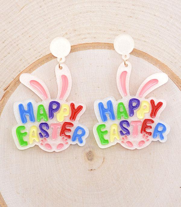 <font color=green>SPRING</font> :: Wholesale Glitter Happy Easter Earrings