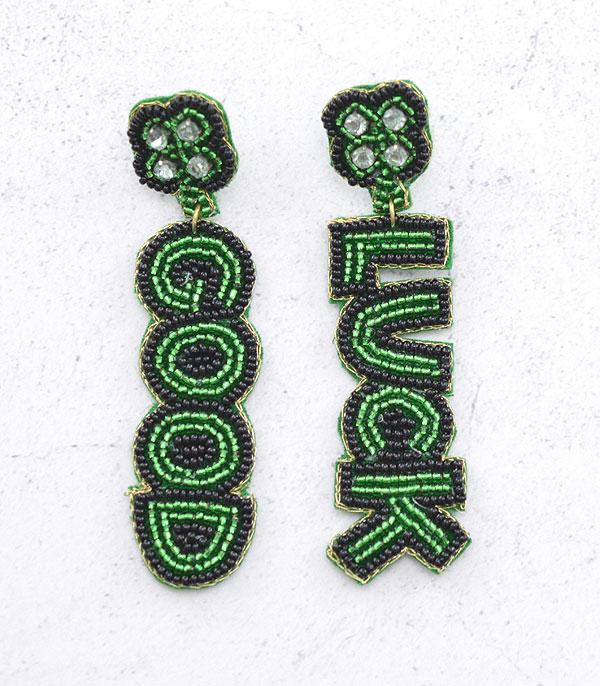 <font color=green>SPRING</font> :: Wholesale Seed Bead St.Patricks Day Earrings