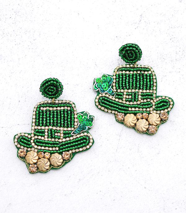 <font color=green>SPRING</font> :: Wholesale St.Patricks Day Beaded Earrings
