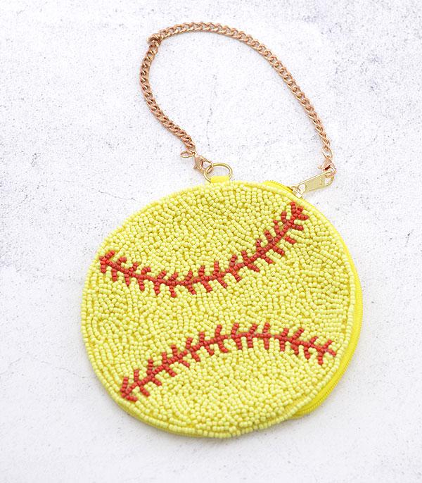 SPORTS THEME :: Wholesale Seed Bead Softball Small Pouch