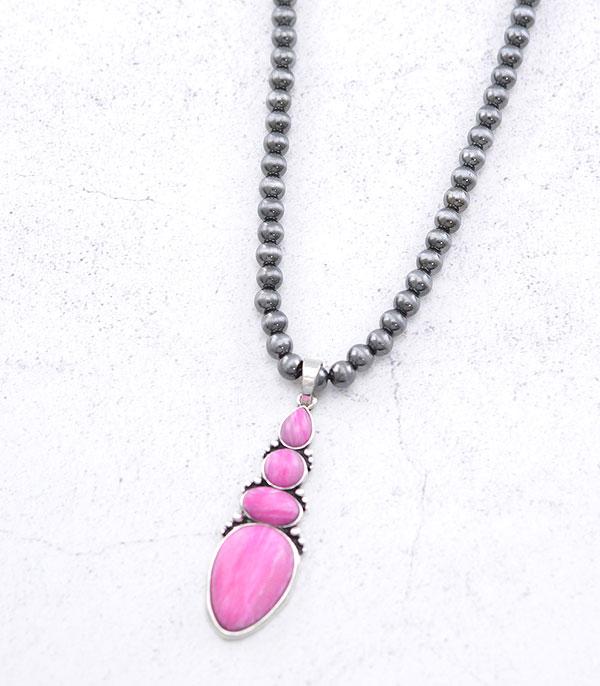 <font color=#FF6EC7>PINK COWGIRL</font> :: Wholesale Western Semi Stone Necklace