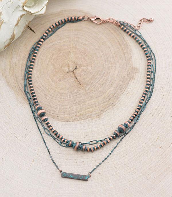 NECKLACES :: TRENDY :: Wholesale Western Navajo Bead Layered Necklace