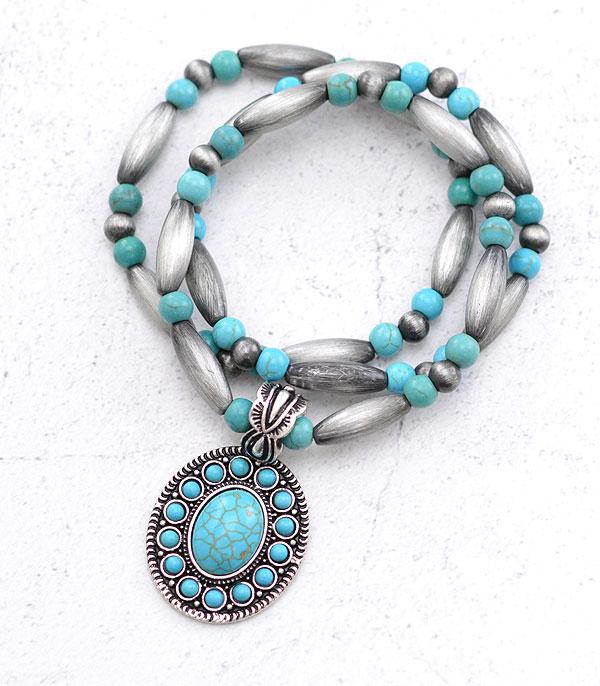 BRACELETS :: STRETCH-BEAD :: Wholesale Turquoise Concho Navajo Bracelet