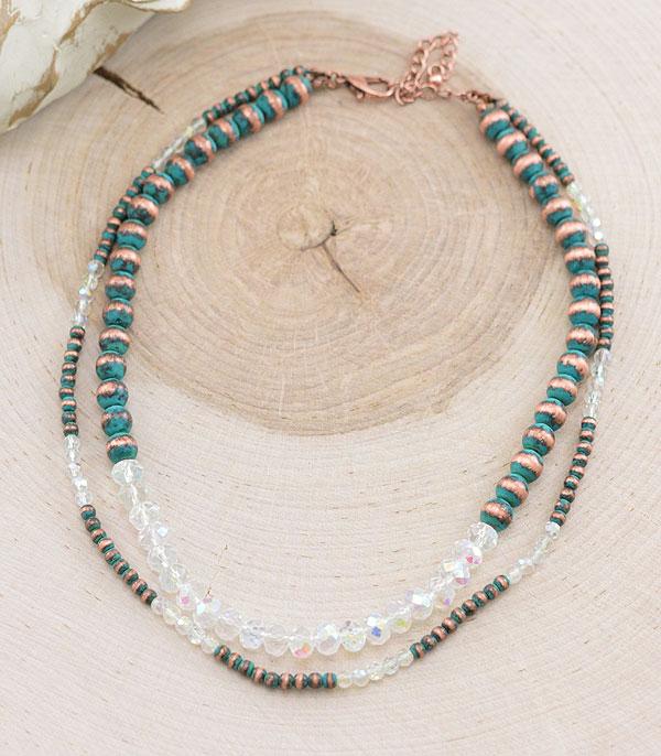 NECKLACES :: TRENDY :: Wholesale Western Navajo Bead Layered Necklace