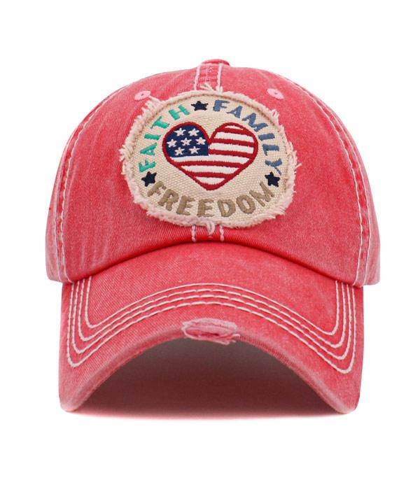 <font color=RED>RED,WHITE, AND BLUE</font> :: Wholesale Faith Family Freedom Ballcap