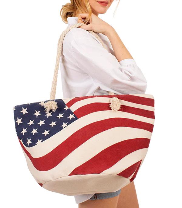 <font color=RED>RED,WHITE, AND BLUE</font> :: Wholesale American Flag Tote