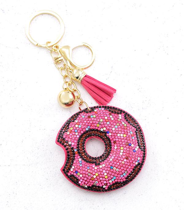 <font color=BLUE>WATCH BAND/ GIFT ITEMS</font> :: KEYCHAINS :: Wholesale Rhinestone Donut Keychain