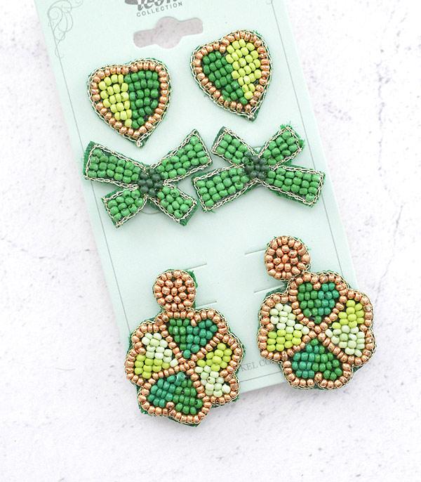 <font color=green>SPRING</font> :: Wholesale 3PC Set St.Patricks Day Earrings
