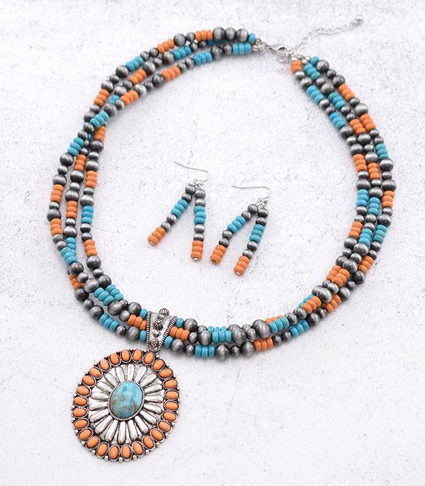 NECKLACES :: WESTERN TREND :: Wholesale Western Semi Stone Concho Necklace
