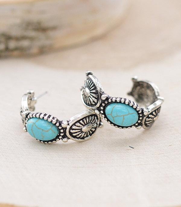 WHAT'S NEW :: Wholesale Turquoise Concho Hoop Earrings