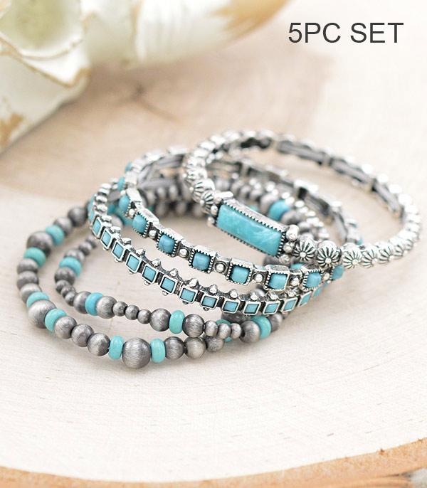 BRACELETS :: STRETCH :: Wholesale Western Turquoise Stackable Bracelet