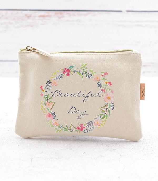 HANDBAGS :: WALLETS | SMALL ACCESSORIES :: Wholesale Beautiful Day Cotton Eco Pouch