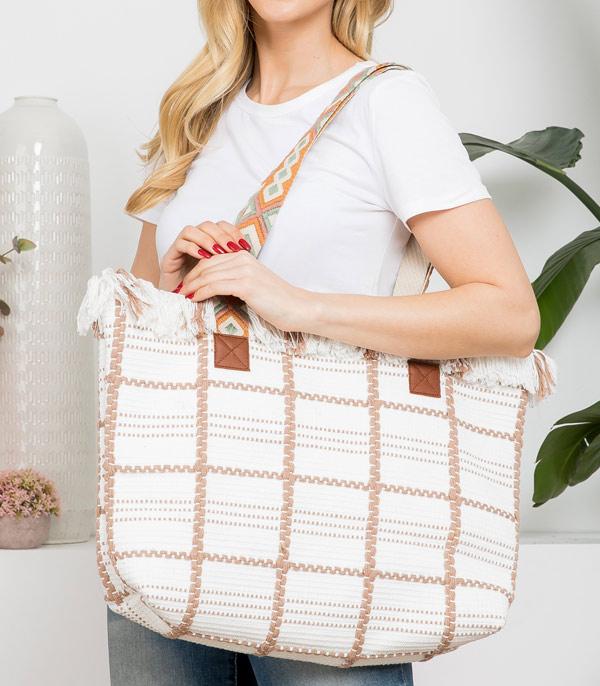 WHAT'S NEW :: Wholesale Checkered Pattern Fringe Tote