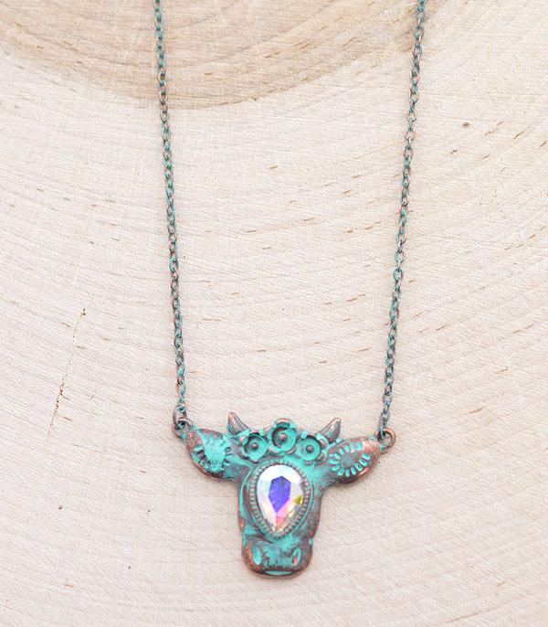 NECKLACES :: CHAIN WITH PENDANT :: Wholesale Western Cow Head Pendant Necklace