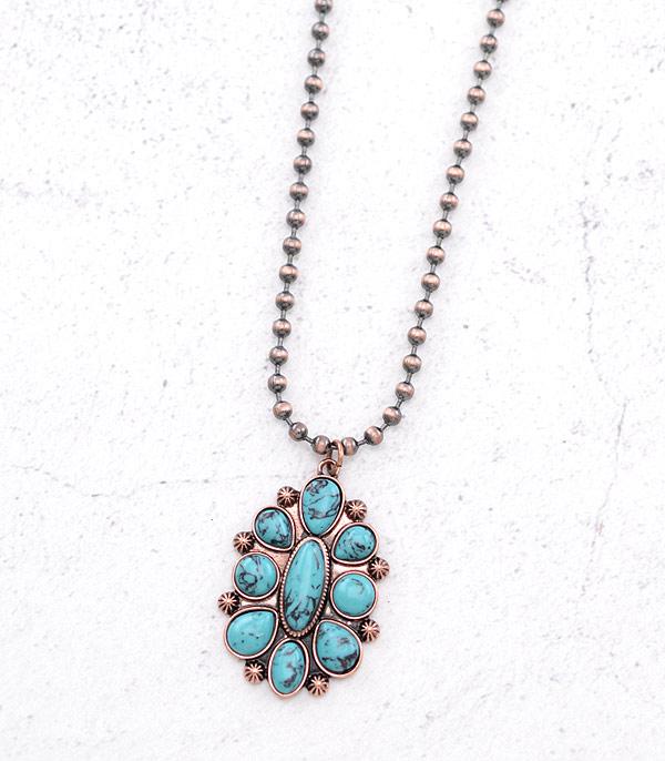NECKLACES :: WESTERN TREND :: Wholesale Turquoise Semi Stone Concho Necklace