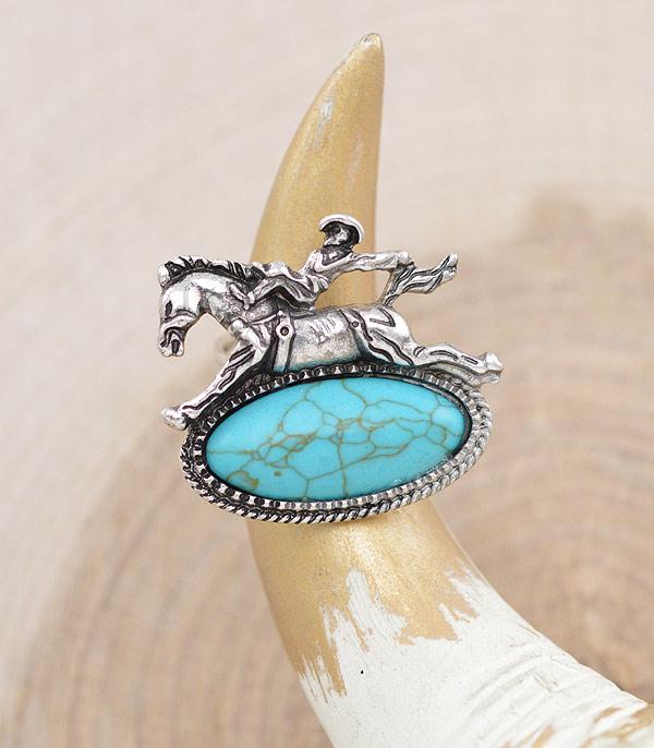 RINGS :: Wholesale Cowboy Bronco Turquoise Ring