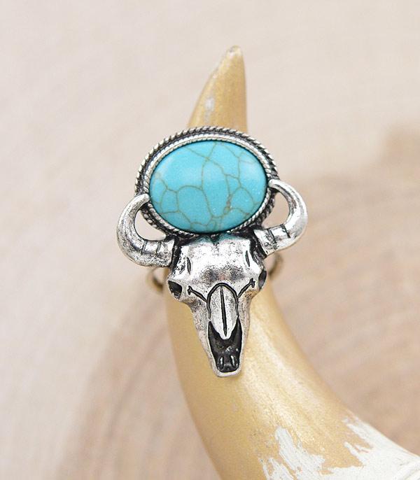 RINGS :: Tipi Brand Turquoise Steer Head Ring