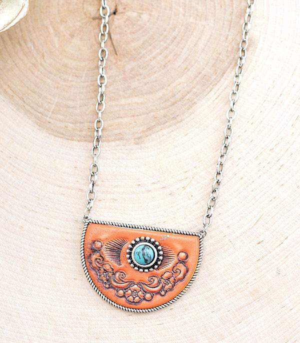 NECKLACES :: CHAIN WITH PENDANT :: Wholesale Leather Tooled Necklace